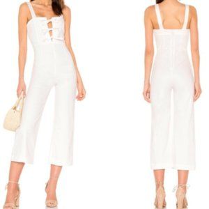 Clayton White Denim Darcie Jumpsuit Size M Tie Fro